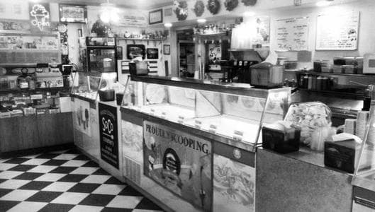 Inside the ice cream shop
